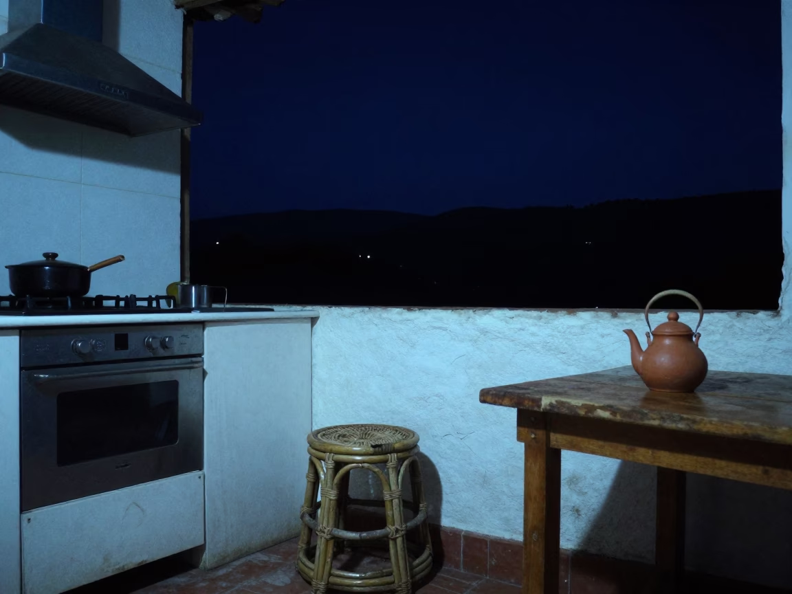 Nighttime Kitchen in Quito at The Deepest Night Sky Light in in Quito, Ecuador