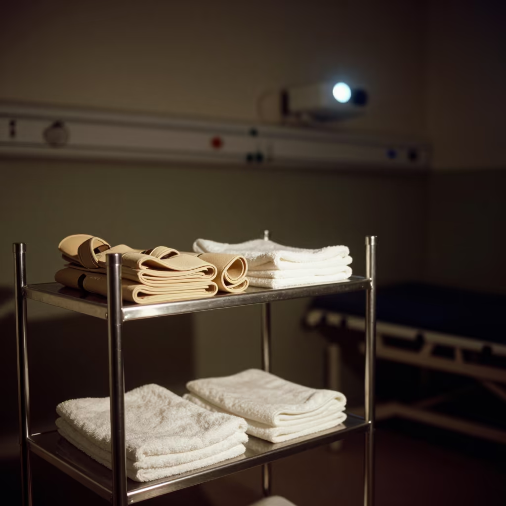 Nighttime Linen Restock Shelf in Annaba Rehab Center in inside a rehabilitation therapy room in Annaba