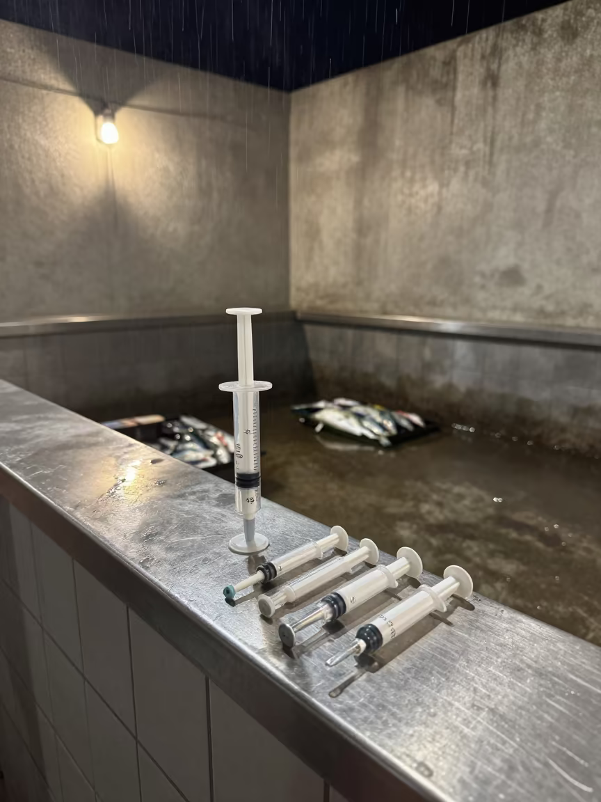 Nighttime Pet Care Kit on Fish Bagging Counter in inside a fish bagging counter zone in Dar es Salaam