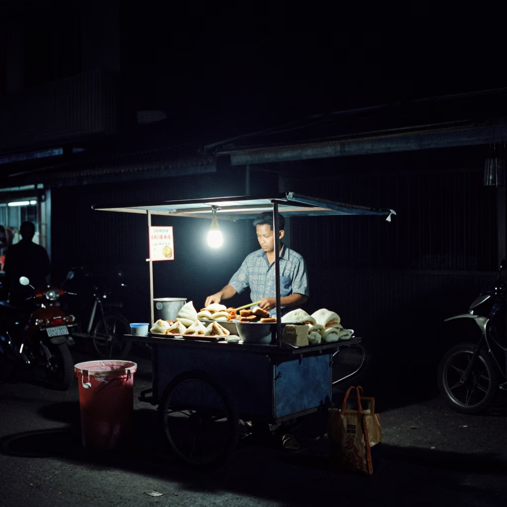 Nighttime Street Food Scene in Phnom Penh Cambodia with Gua Bao and Local Interaction in in Phnom Penh, Cambodia