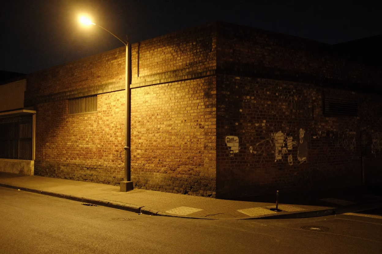 Nighttime Street Scene in Johannesburg South Africa with Smudged Wall and Awl in in Johannesburg, South Africa