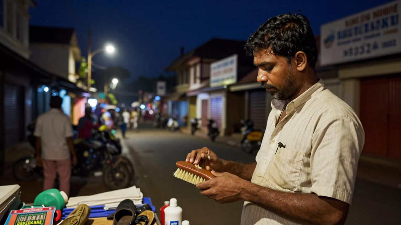 Nighttime Street Scene in Kochi India with Local Vendor and Traditional Elements in in Kochi, India