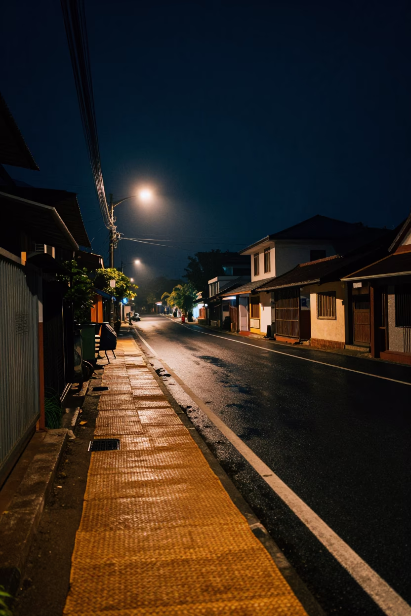 Nighttime Street Scene in Kochi India with Woven Mats and Cool Jug in in Kochi, India