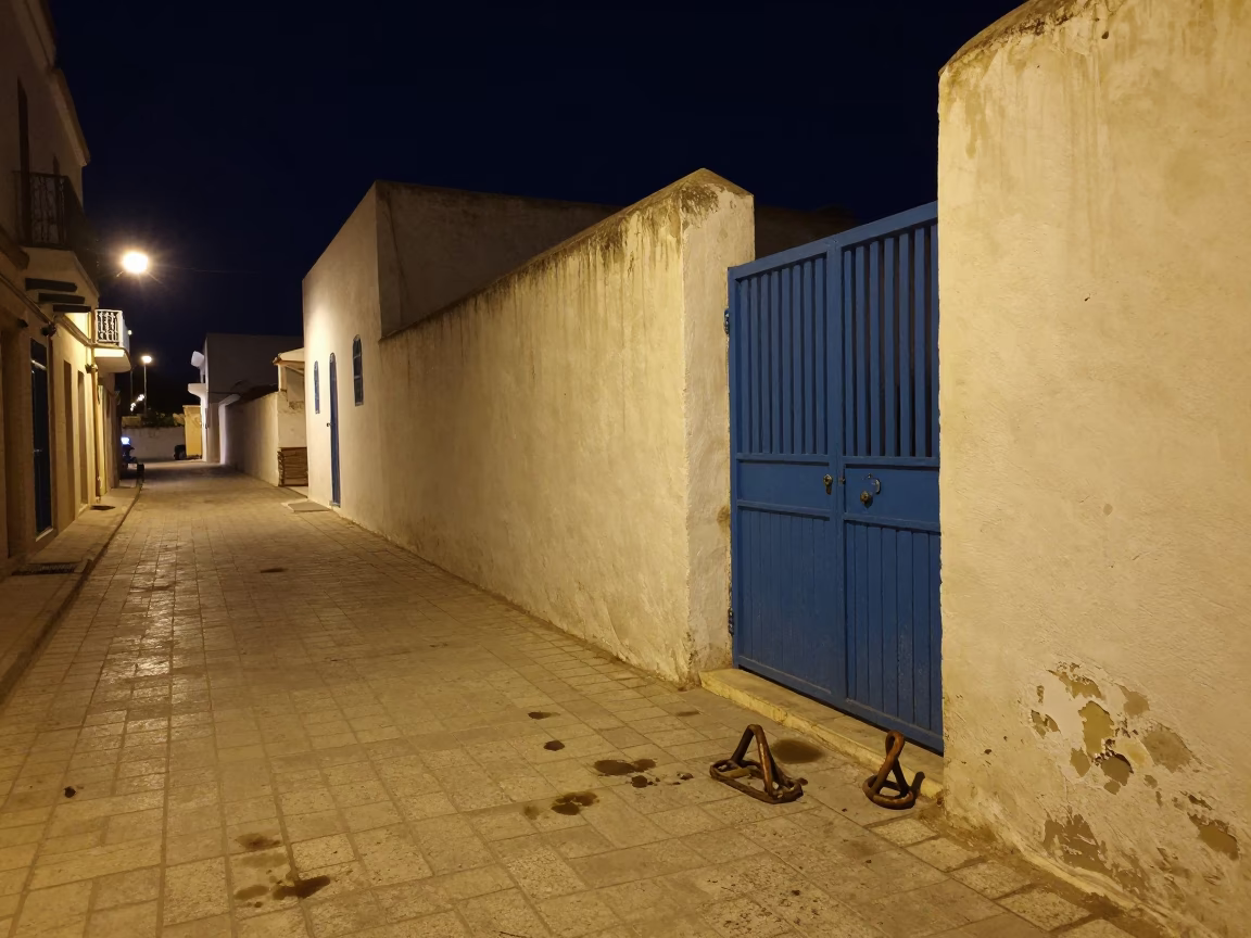 Nighttime Street Scene in Tunis Tunisia with Tea Stains and Turnbuckle in in Tunis, Tunisia