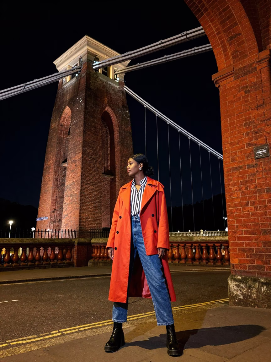 Nighttime Urban Street Scene in Bristol United Kingdom with High Fashion Elements in in Bristol, United Kingdom