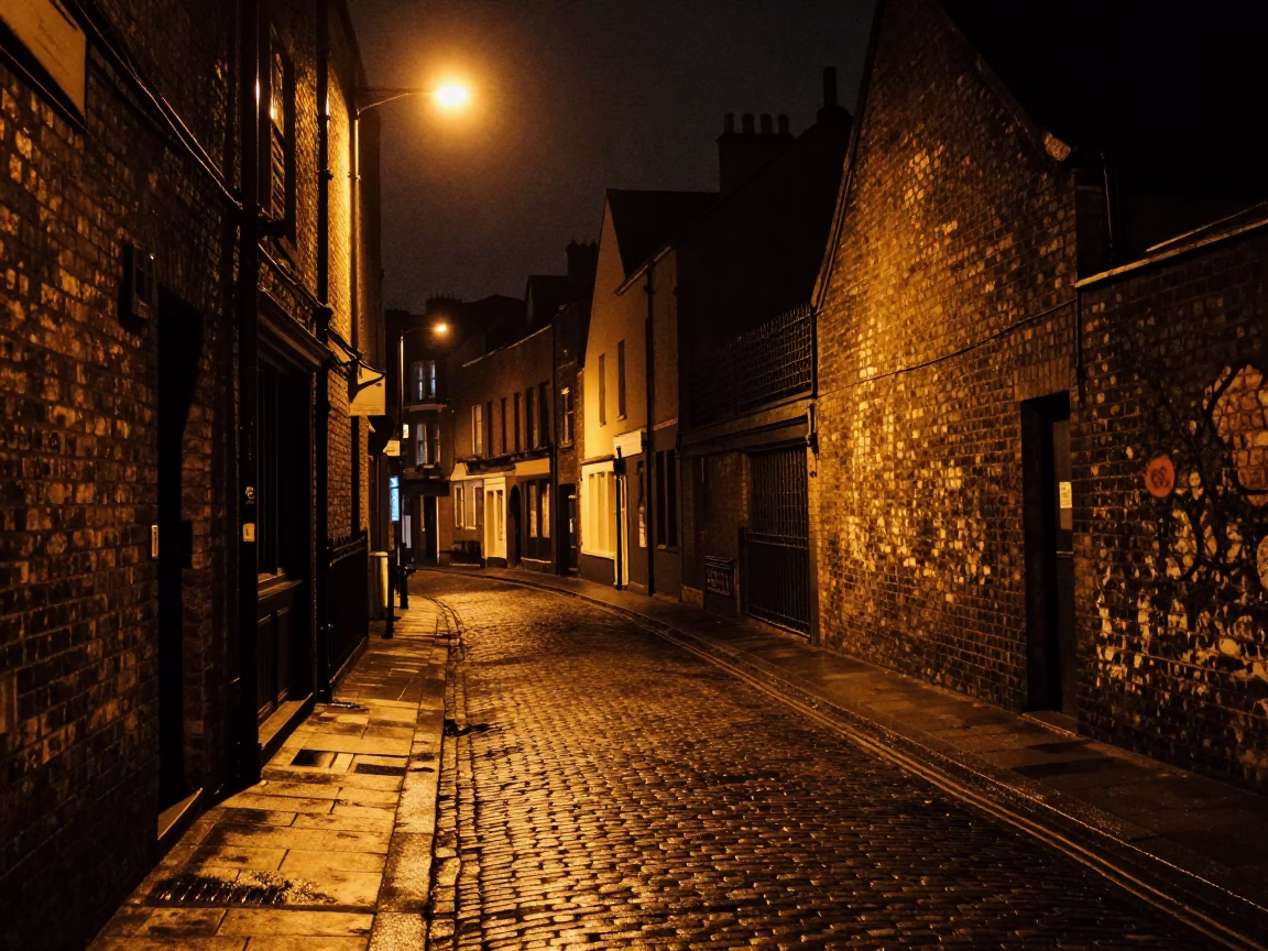 Nighttime Urban Street Scene in Bristol United Kingdom with Local Details in in Bristol, United Kingdom