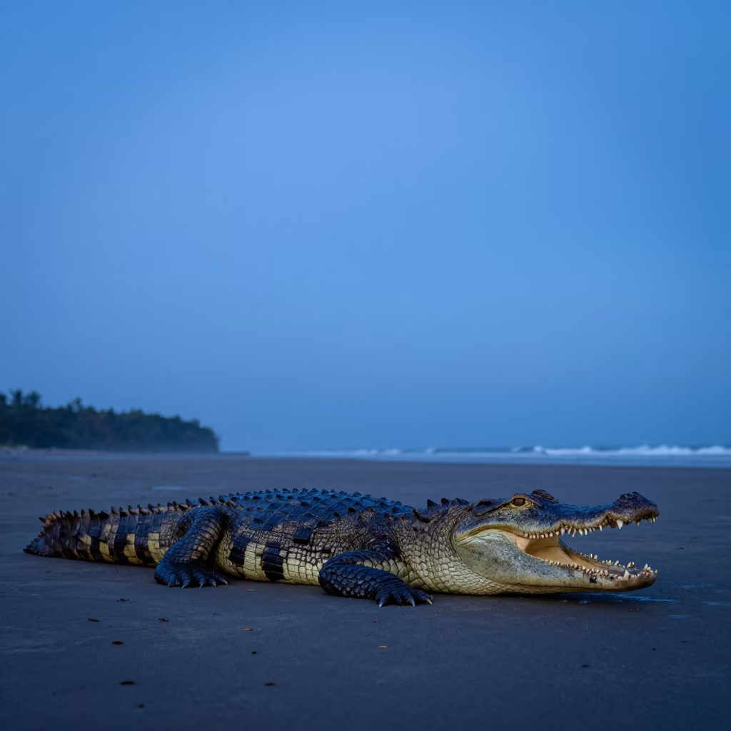 Nile Crocodile Basking Costa Rica Blue Hour in in Costa Rica