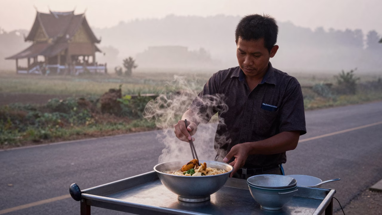 Noodle Soup Pre-Dawn in Chiang Mai in in Chiang Mai, Thailand