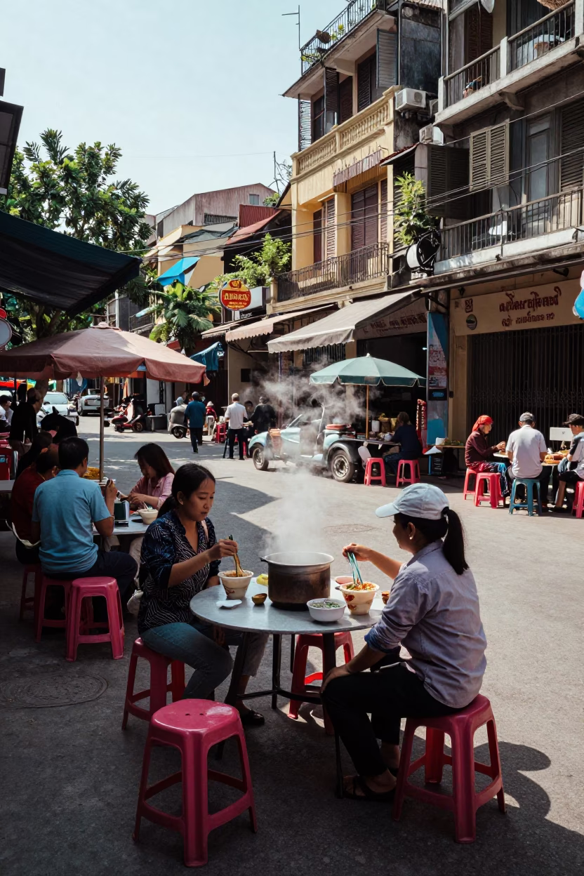 Noodle Stall in Hanoi in in Hanoi, Vietnam