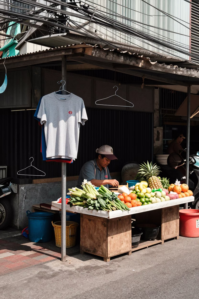 Noon Heat in Bangkok Thailand Street Scene with Shirt Hanger and Vine in in Bangkok, Thailand
