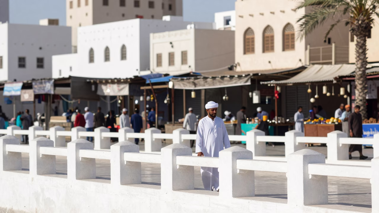 Noon Light and Traditional Market Activity in Muscat Oman in in Muscat, Oman