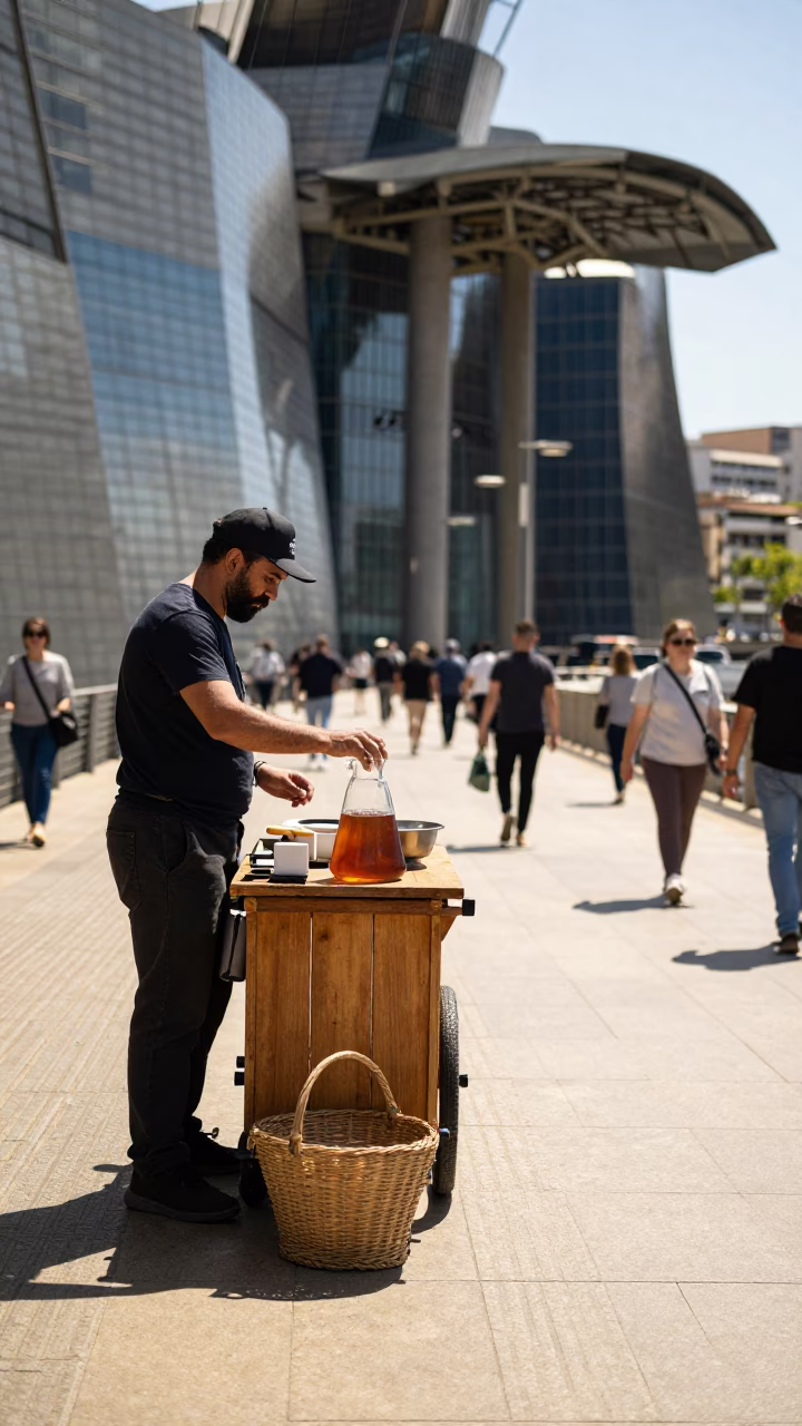 Noon Light at The Flat Glare Of Noon Light in Bilbao in in Bilbao, Spain