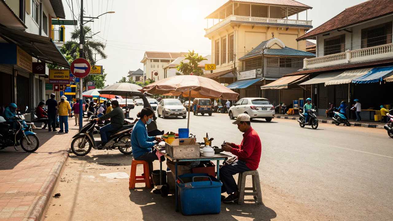 Noon Light at The Flat Glare Of Noon Light in Phnom Penh in in Phnom Penh, Cambodia