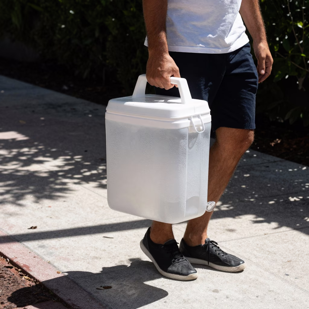 Noon Light Condensation on Glass Cooler Jug Outside Miami Florida Restaurant Patio in in Miami, Florida, United States