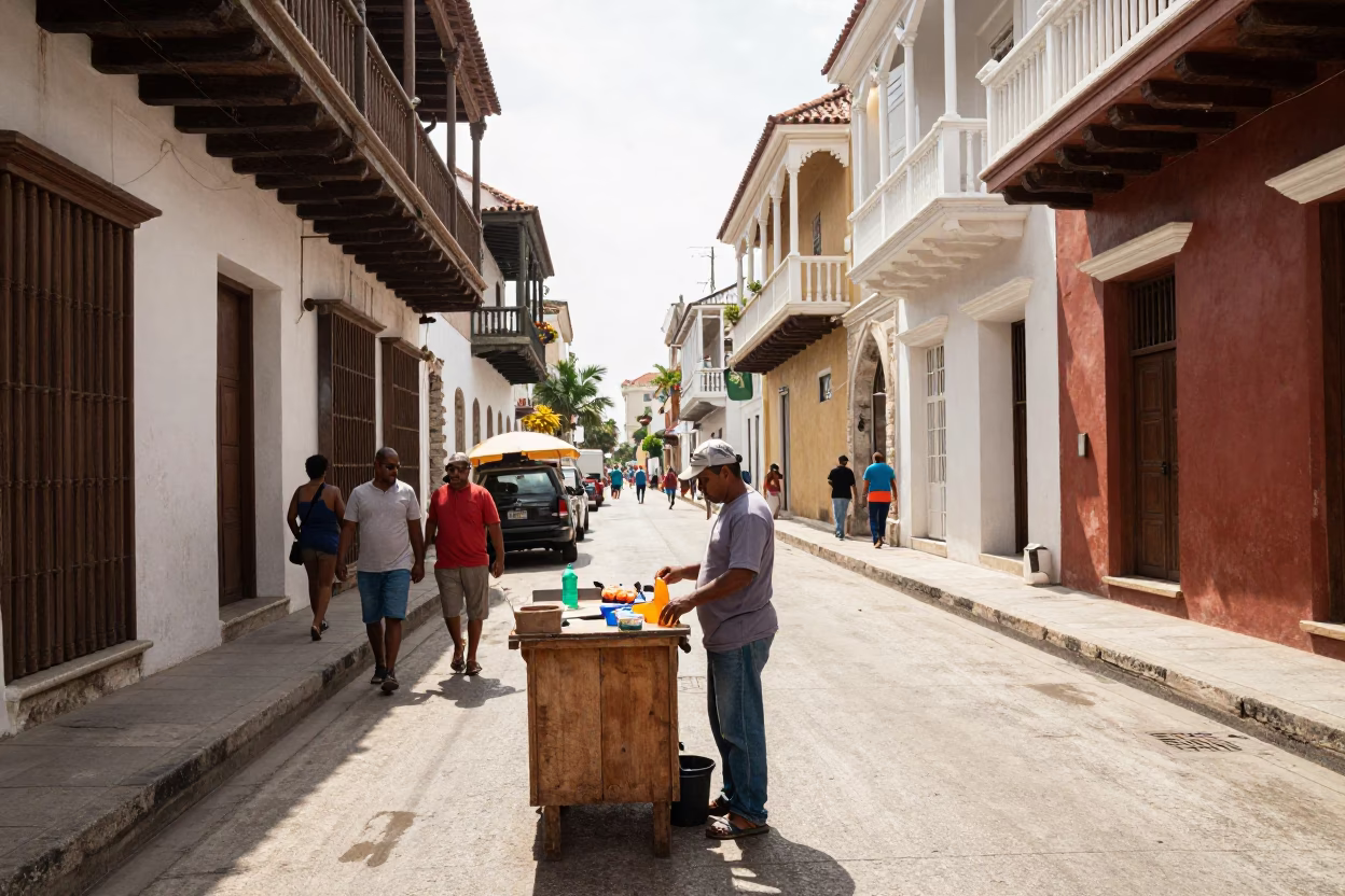 Noon Light in Cartagena at The Flat Glare Of Noon Light in in Cartagena, Colombia