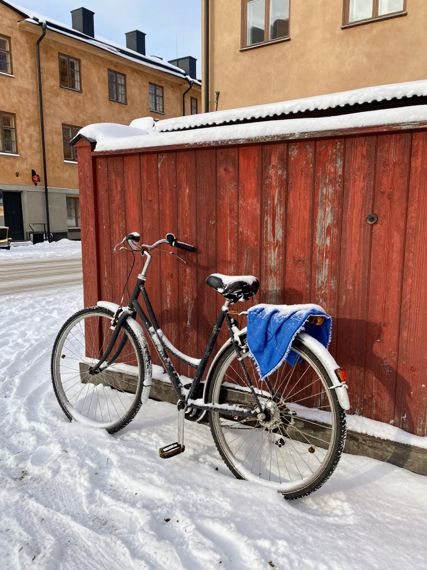 Noon Light on Bicycle in in Stockholm, Sweden