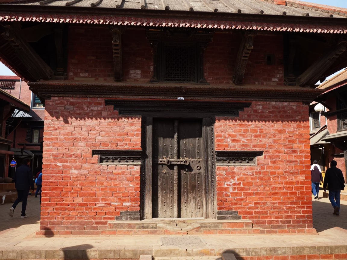 Noon Light on Brick Architecture and Street Life in Kathmandu Nepal in in Kathmandu, Nepal