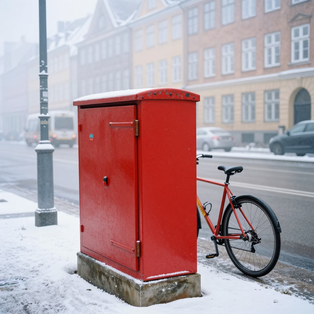 Noon Light on Cyclist in Copenhagen in in Copenhagen, Denmark