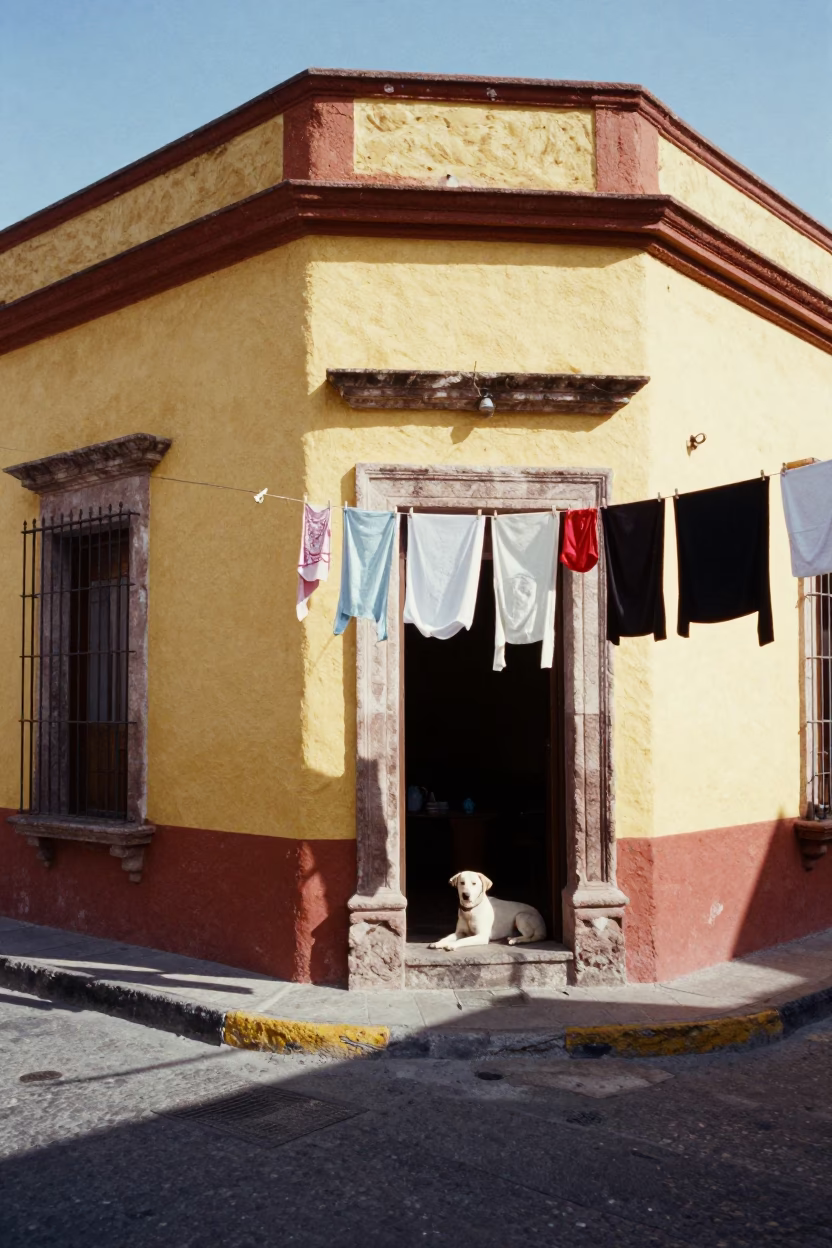Noon Light on Dog in Oaxaca in in Oaxaca, Mexico