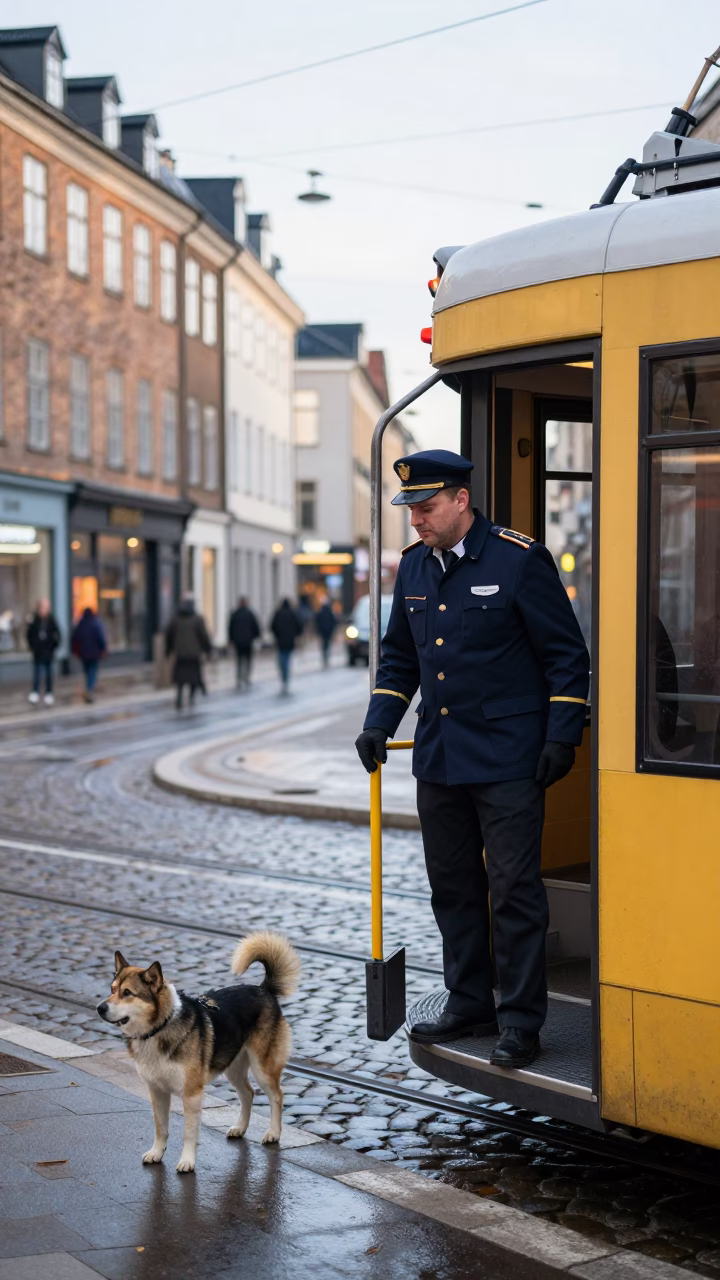 Noon Light on Dog in in Copenhagen, Denmark