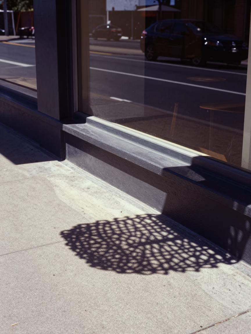 Noon Light on Perth Street Corner with Wicker Shadow and Local Interaction in in Perth, Western Australia, Australia