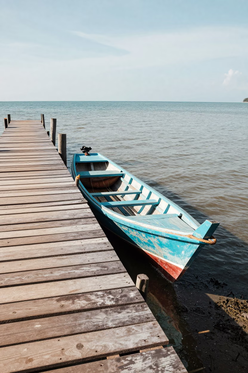 Noon Light on Rowboat in Phuket in in Phuket, Thailand