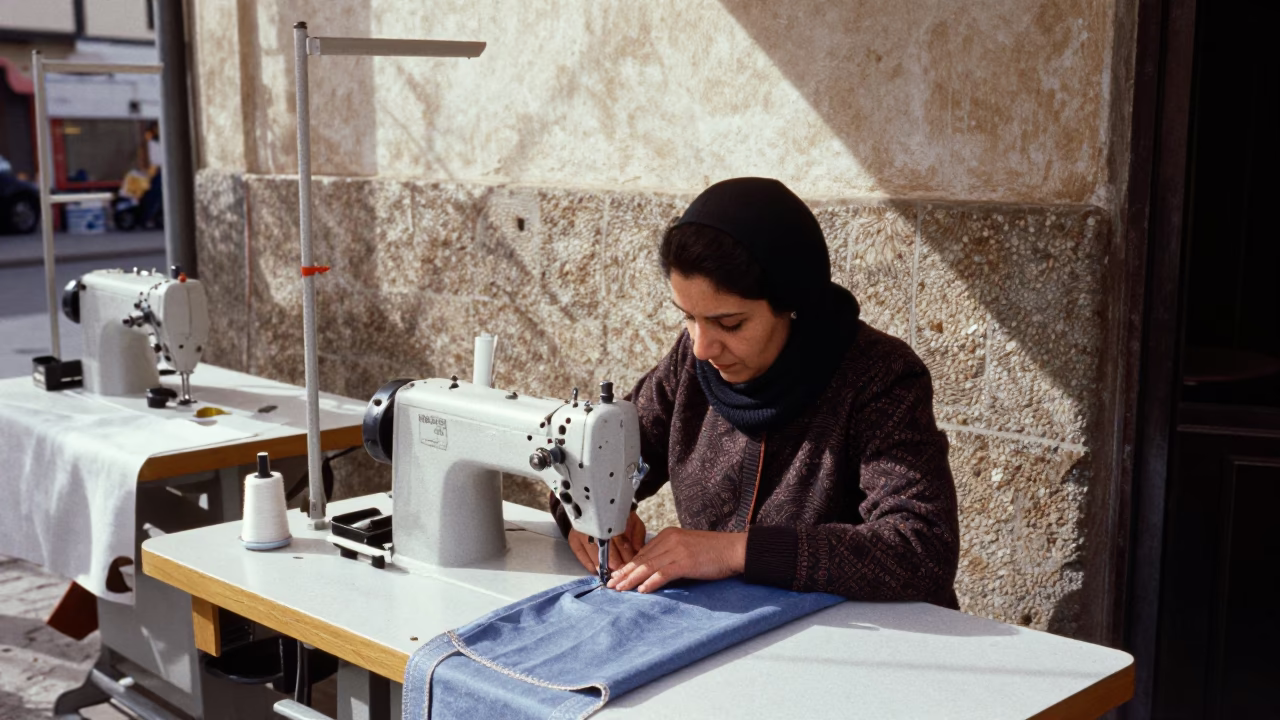 Noon Light on Seamstress in Casablanca in in Casablanca, Morocco