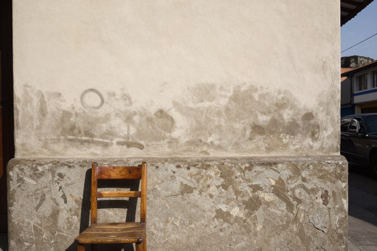 Noon Light on Smudged Plaster Wall in Medellin Colombia Street Scene in in Medellin, Colombia