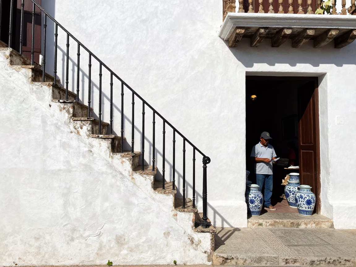 Noon Light on Street Scene in Cartagena in in Cartagena, Colombia
