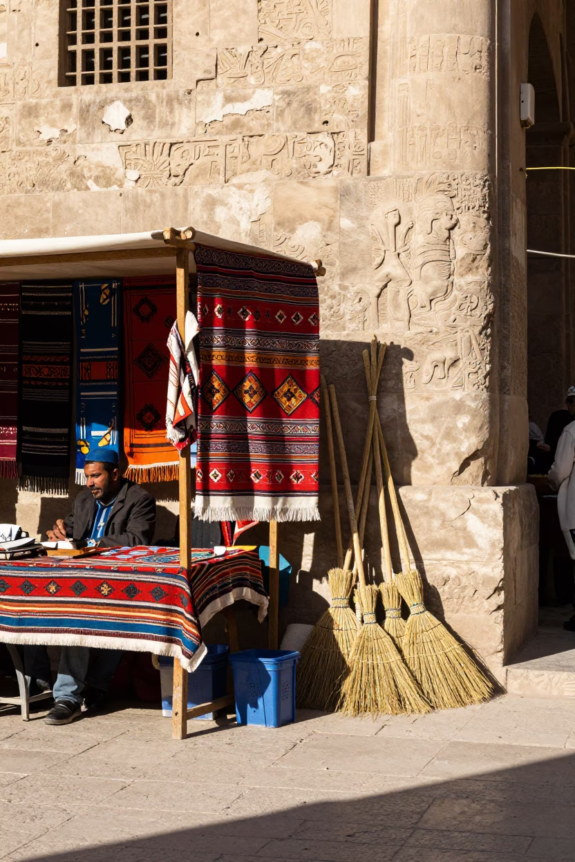 Noon Light on Street Scene in Luxor in in Luxor, Egypt