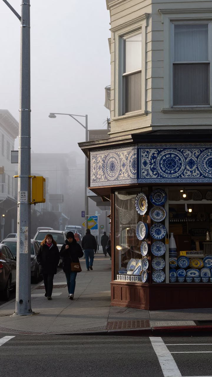 Noon Light on Street Scene in San Francisco in in San Francisco, California, United States