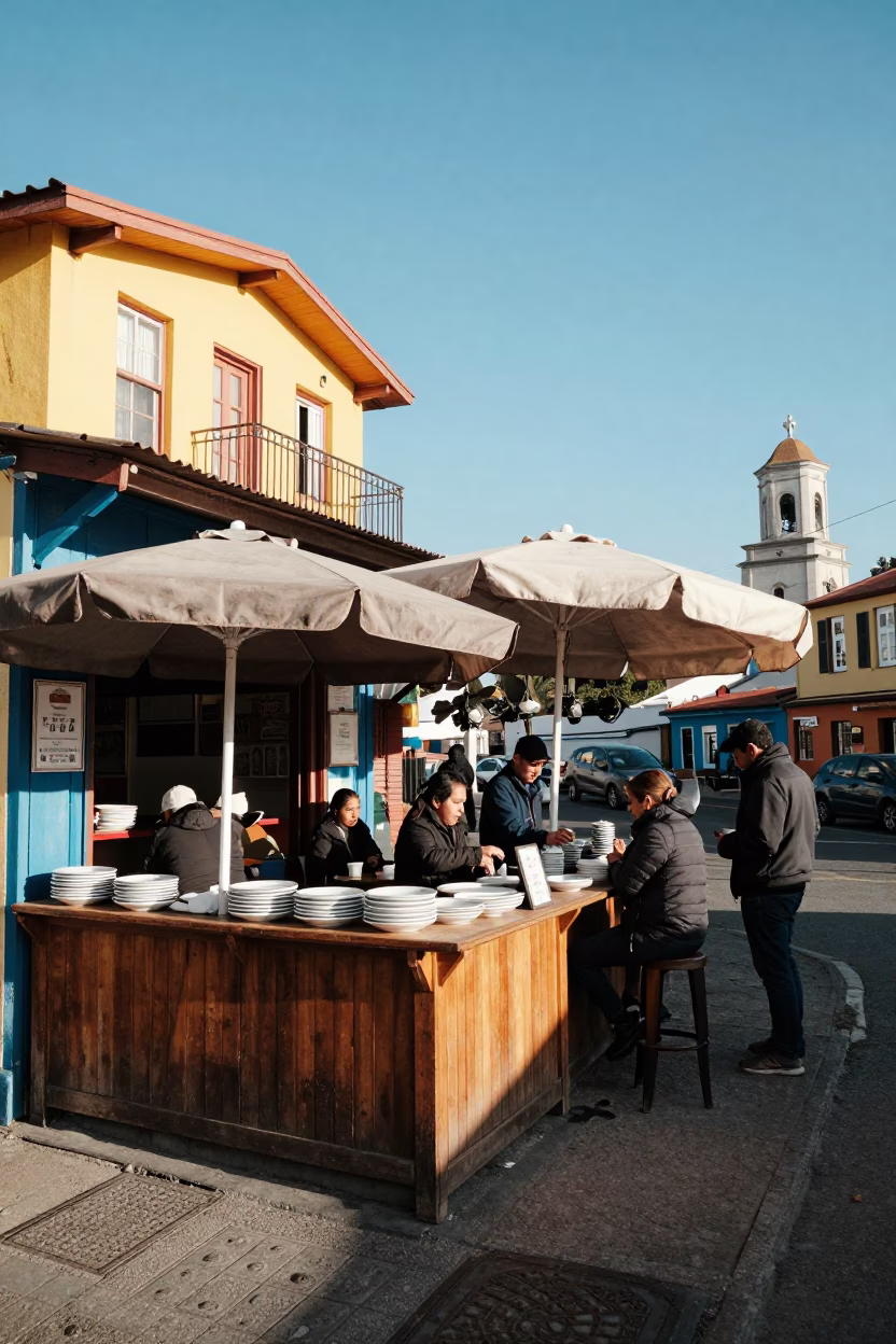 Noon Light on Street Scene in Valparaiso in in Valparaiso, Chile