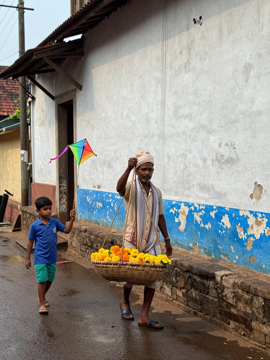 Noon Light on Vendor in in Kochi, India