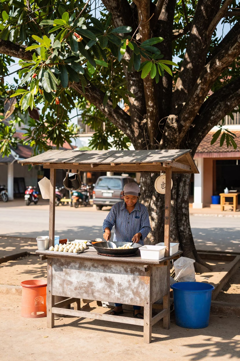 Noon Scene at The Flat Glare Of Noon Light in Luang Prabang in in Luang Prabang, Laos