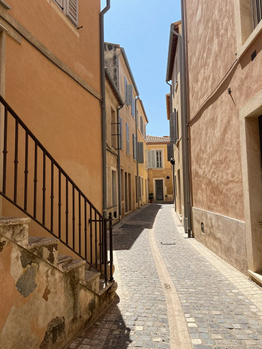 Noon Scene in Marseille at The Flat Glare Of Noon Light in in Marseille, France