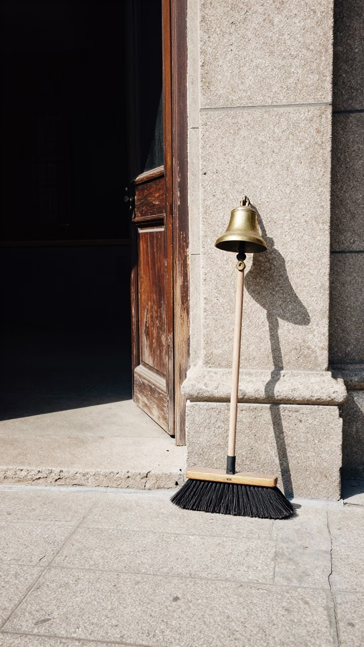 Noon Street Scene in Shanghai China with Bell and Dust Brush in in Shanghai, China