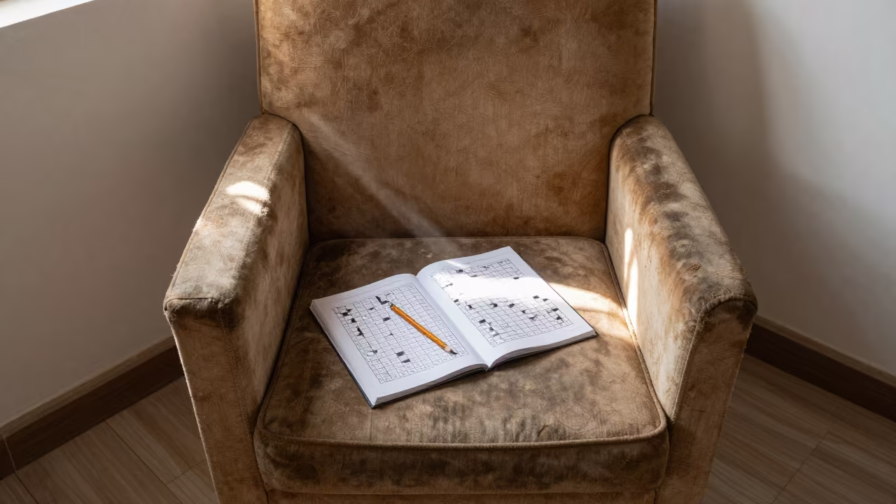 Noon Sunlight on Armchair Crossword Ghazni in in a sunlit living room in Ghazni