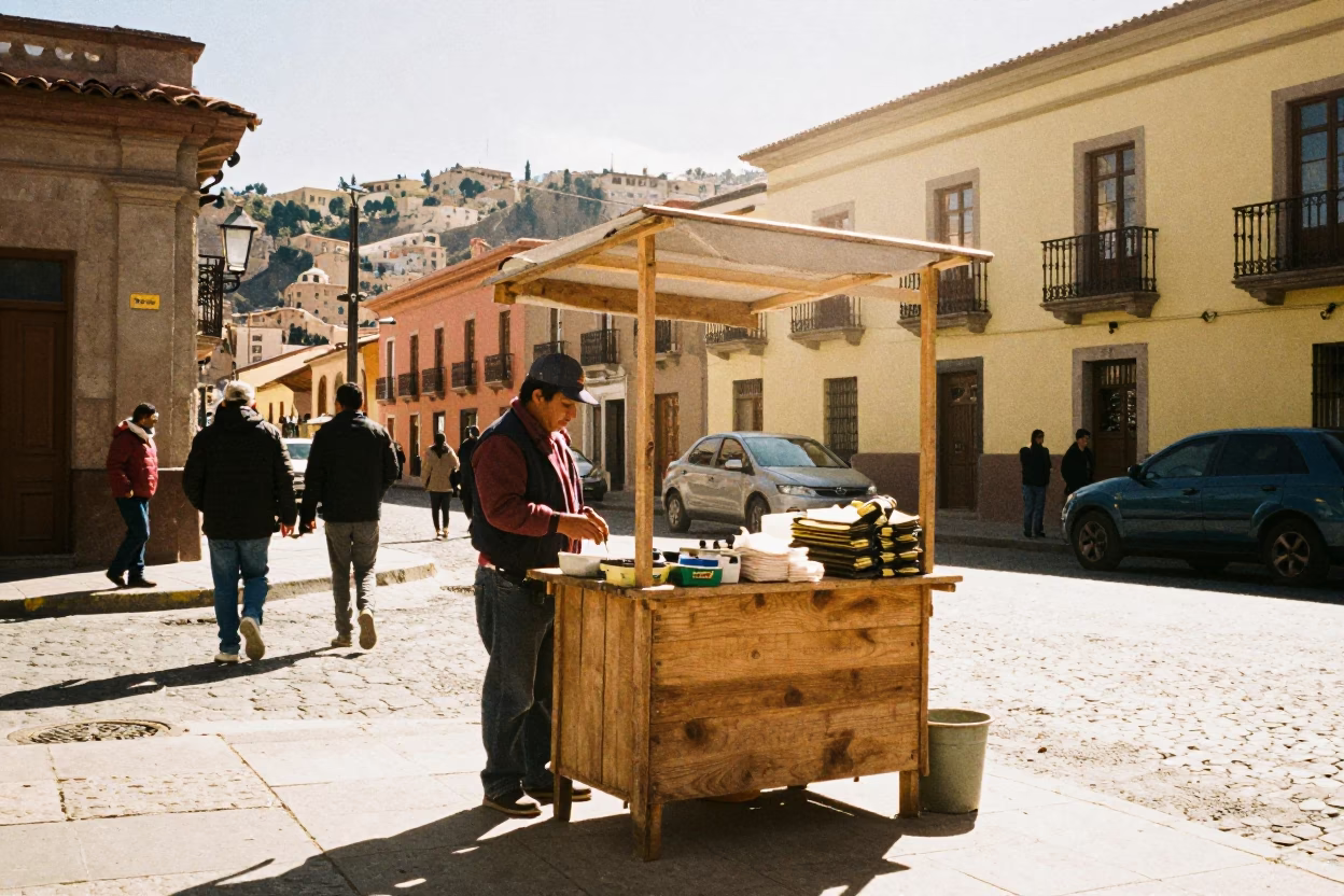 Noon Sunlight at The Flat Glare Of Noon Light in La Paz in in La Paz, Bolivia