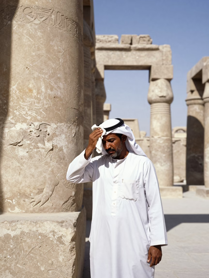 Noon Sunlight at The Flat Glare Of Noon Light in Luxor in in Luxor, Egypt