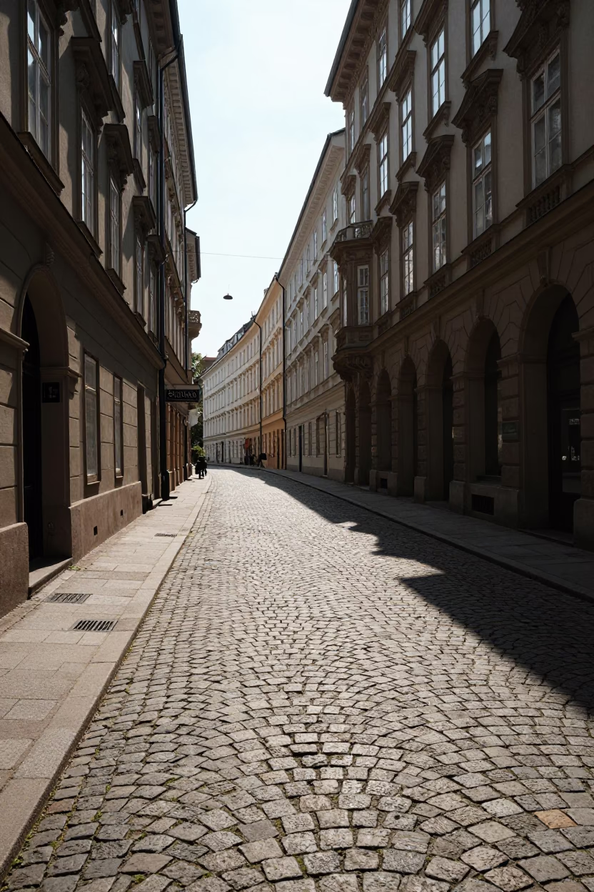 Noon Sunlight at The Flat Glare Of Noon Light in Vienna in in Vienna, Austria