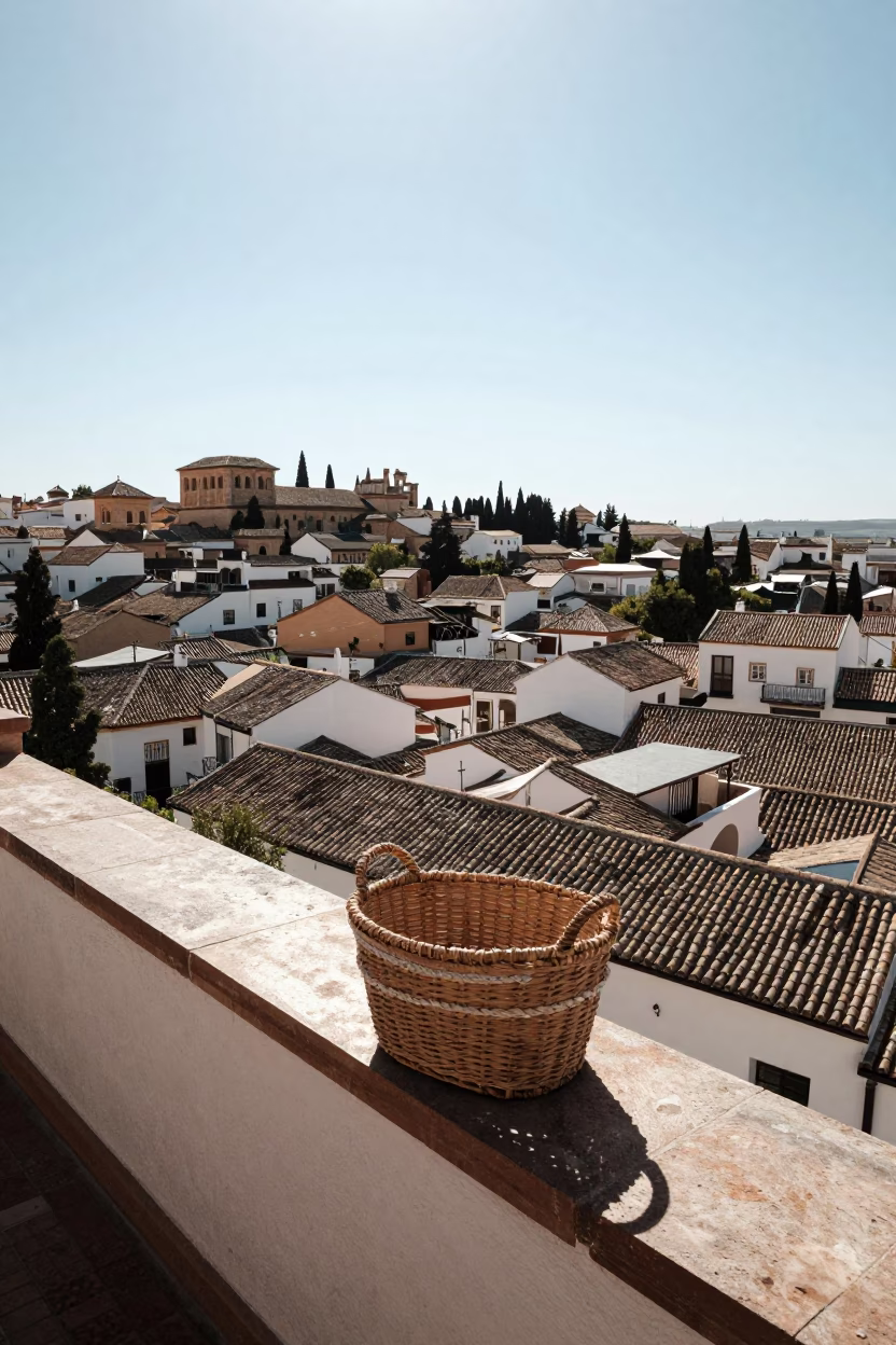 Noon Sunlight in Granada at The Flat Glare Of Noon Light in in Granada, Spain