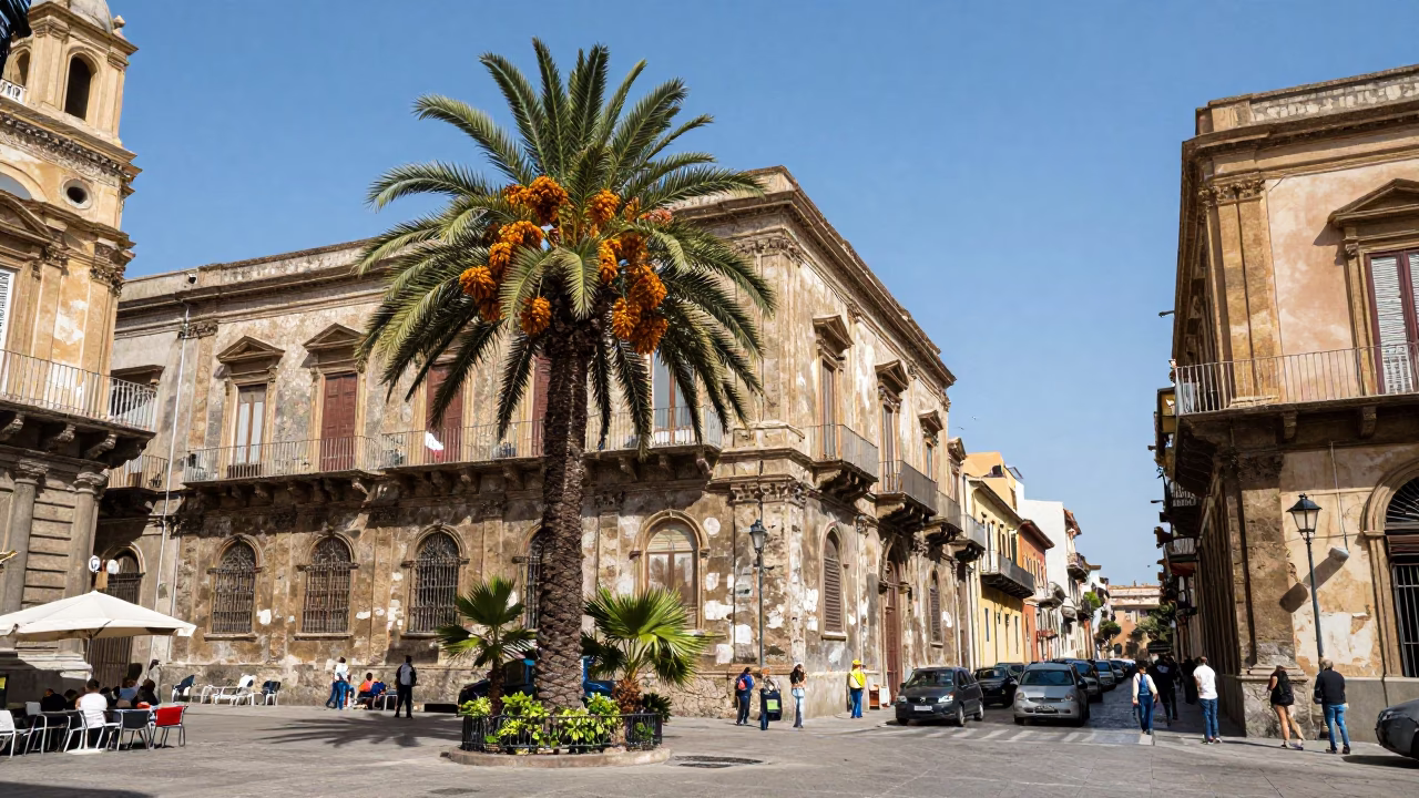 Noon Sunlight in Palermo at The Flat Glare Of Noon Light in in Palermo, Italy