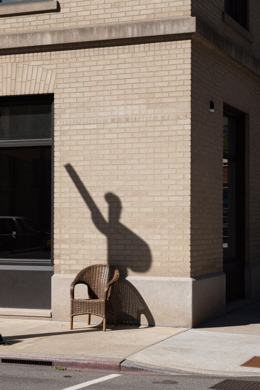 Noon Sunlight on Chicago Street Corner with Wicker Shadow and Urban Details in in Chicago, Illinois, United States