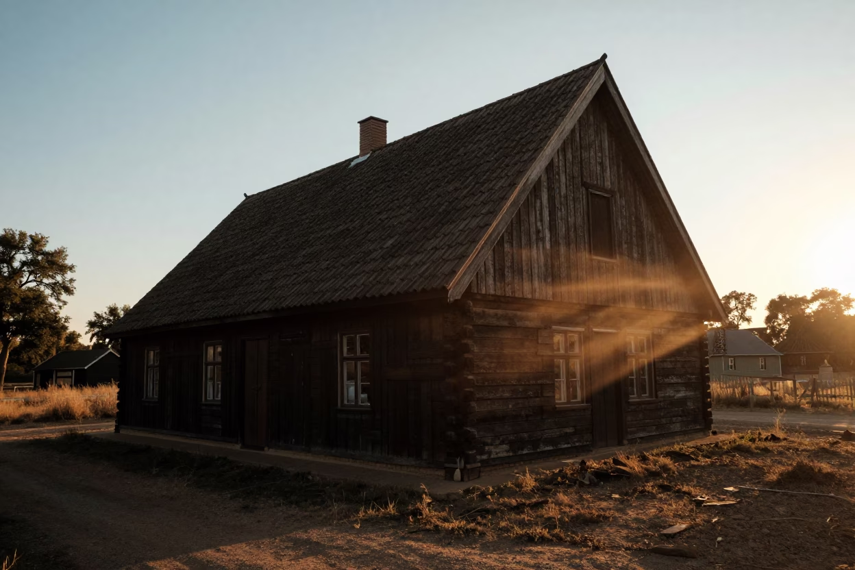 Nordic Stave Building Silhouette in Mutare Skylight in inside a skylit passageway in Mutare