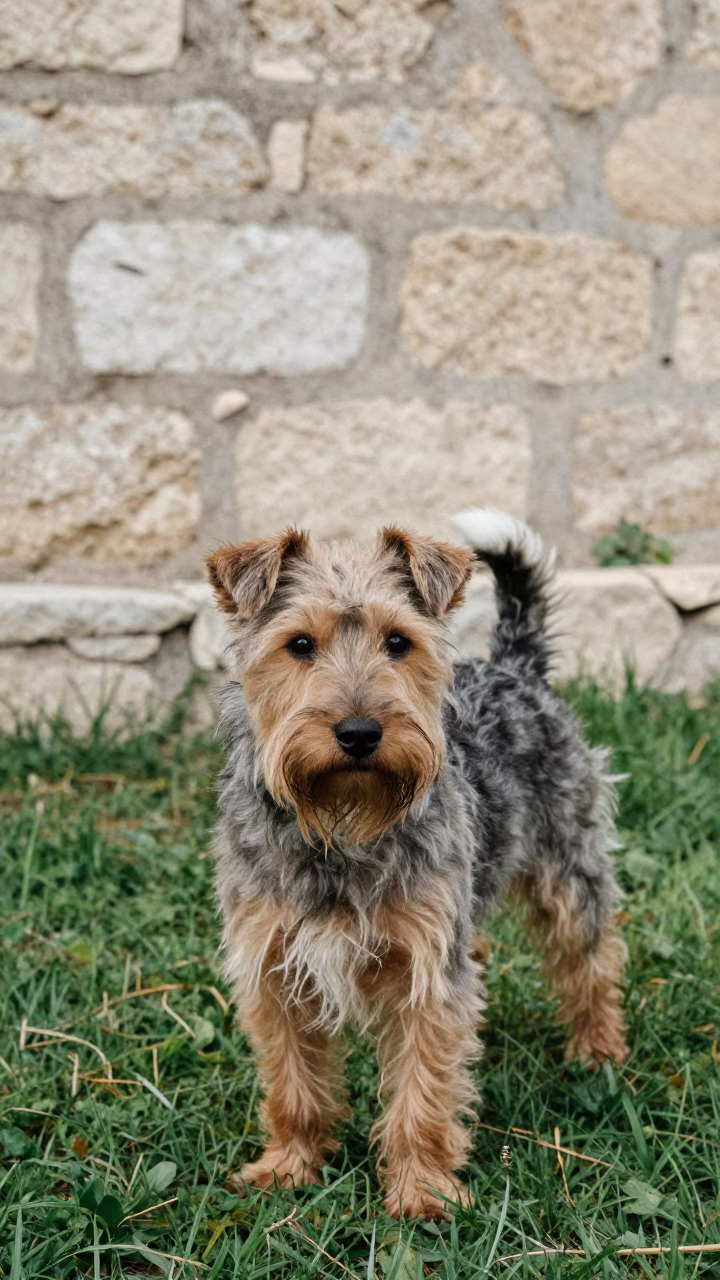 Norfolk Terrier Portrait in Şanlıurfa Yard in in a small yard with clipped grass, calm light, and the animal centered in frame near Şanlıurfa