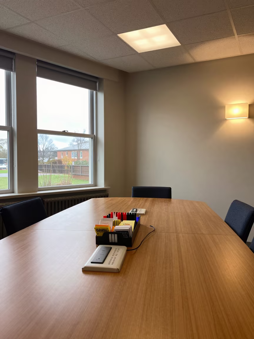 North Light Office Suite Hiring Prep Peterborough in inside a meeting room set for a hiring round near Peterborough
