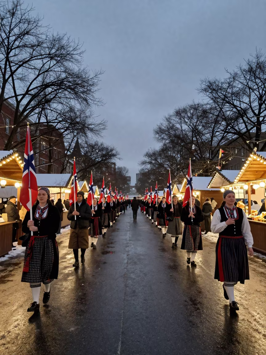 Norwegian May 17 Parade in Minneapolis Night Market in at a night market in Minneapolis