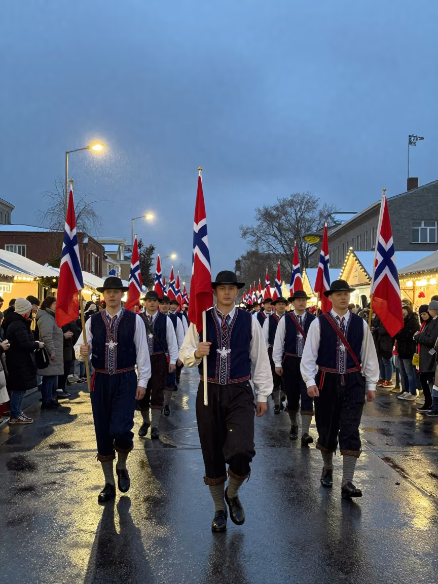 Norwegian Parade in Sudbury Night Market Winter in at a night market in Greater Sudbury