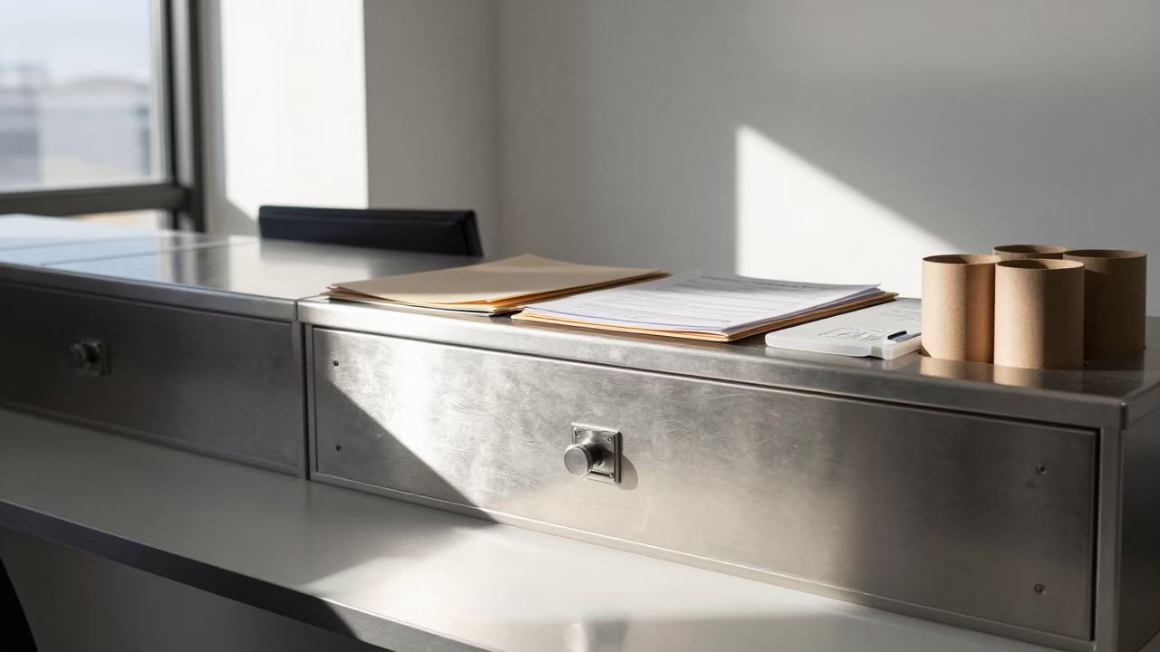 Notary Seal Drawer Cape Town Office Reception in at an office reception desk in Cape Town