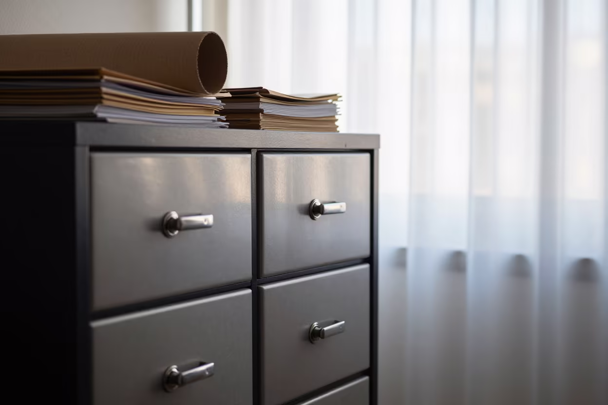 Notary Seal Drawer in Dawn Office Cape Town in in an operations center under monitor glow in Cape Town